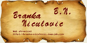 Branka Niculović vizit kartica